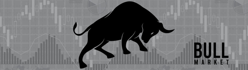 Bull run or bullish market trend in crypto currency or stocks. Trade exchange background, up arrow graph for increase in rates.