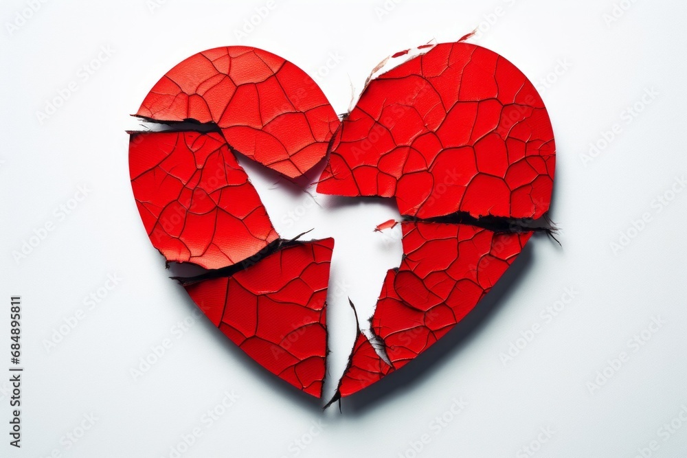 Poster abstraction on the theme of a broken heart. background with selective focus and copy space for text