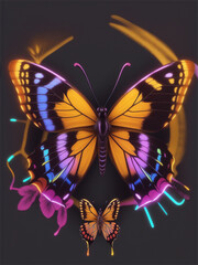 Obraz na płótnie Canvas A photo of very beautiful butterfly in neon color Generative AI