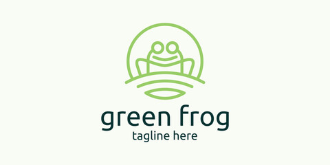 logo design combination of circle and frog shapes.