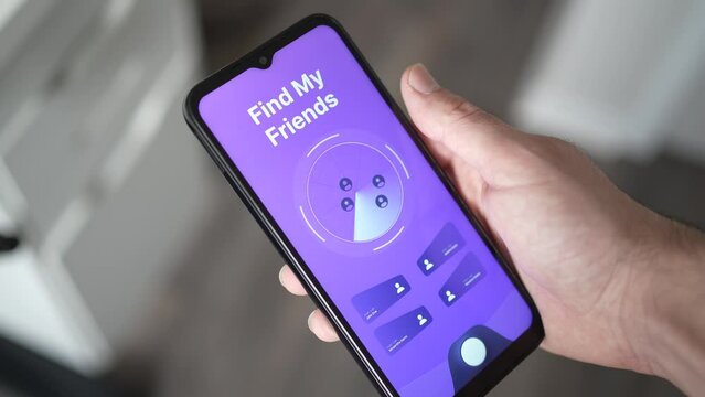 Find My Friends App Location Tracking Concept on Smartphone