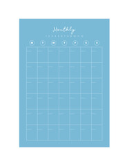 (Ocean Sky) Monthly planner. Minimalist planner template set. Vector illustration.
