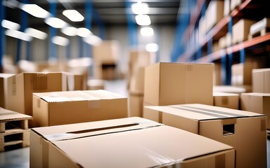 Industrial Warehouse shipping, load, forklift, or logistic storehouse for cargo business