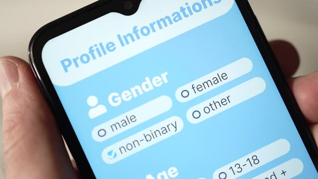 Non-binary Gender Selection on a Smartphone App Closeup