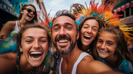 Fototapeta premium Group of friends having a good time at a carnival
