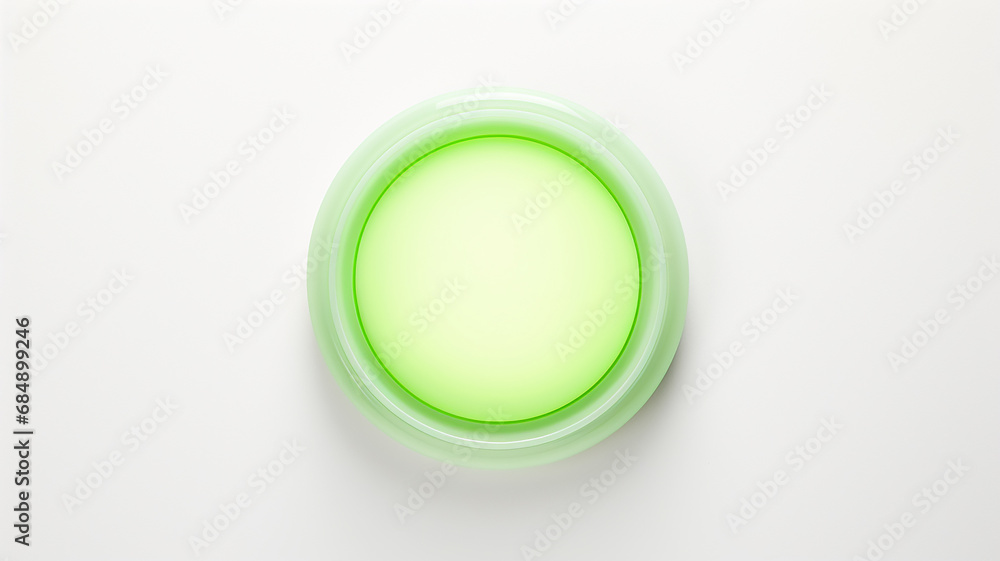 Poster green light fluorescent button isolated on the background of computer graphics website design