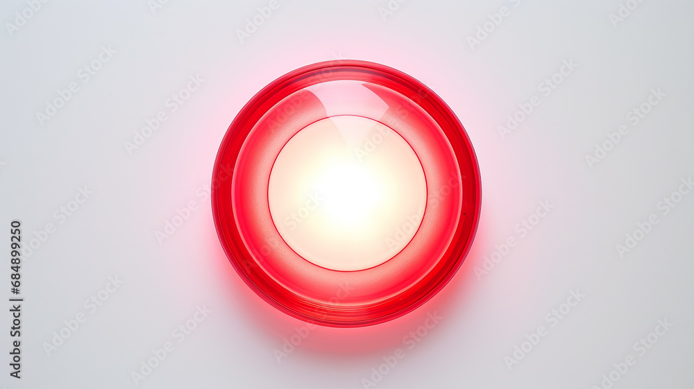 Poster red light fluorescent button isolated on the background of computer graphics website design