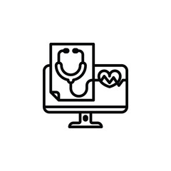 Online medical consultation outline icon. Vector illustration. The isolated icon suits the web, infographics, interfaces, and apps.