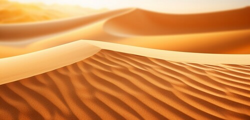 Fototapeta na wymiar Extreme close-up of abstract blurred sand dunes, sunlit yellow and warm brown hues, in the style of gradient blurred wallpapers, depth of field, serene visuals, minimalistic simplicity, close-up