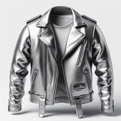 silver leather jacket mockup created by AI