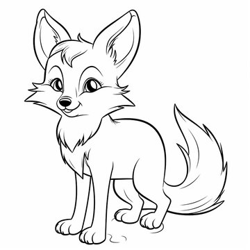 Fox coloring page kids simple one fox Generative AI