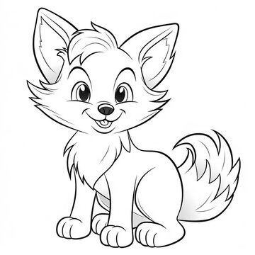 Fox coloring page kids simple one fox Generative AI