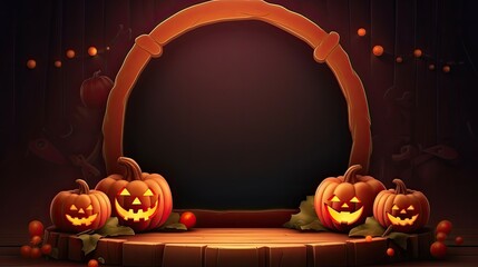 3d scene podium for presentation your product with halloween decoration theme background