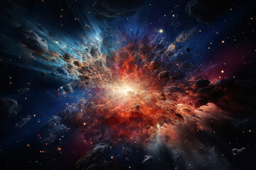 Space galaxy in universe. Big bang explosion. 