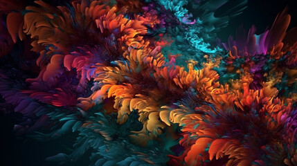 Fototapeta na wymiar Color fractal abstract colorful organic Generative AI