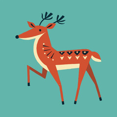 Obraz premium Winter Wonders: Vector Reindeer Delight in Festive Charm