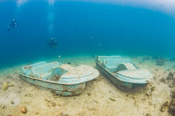 marine litter, boats, underwater, artificial reefs