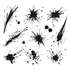 Set of ink splashes on a white background, Vector illustration.
