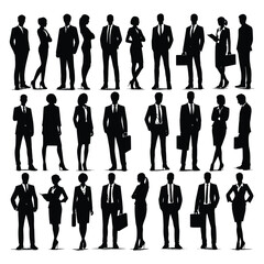 Set of business people silhouettes isolated on a white background, Vector illustration.