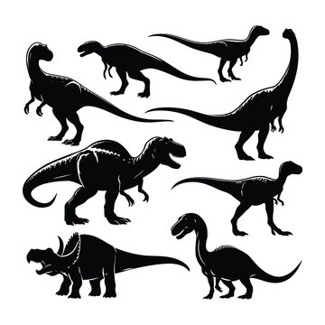 Set of dinosaurs silhouettes