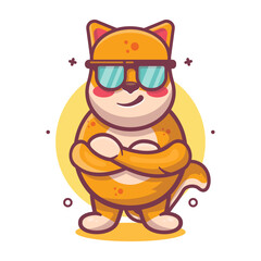 cool shiba inu dog animal character mascot with crossed arms isolated cartoon 