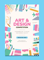 Art Supplies Stationery Frame Background