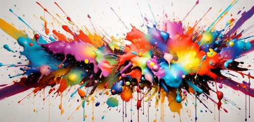 A chaotic explosion of colors, with random splatters and splashes.
