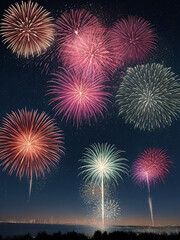 A beautiful photo of Fireworks New year celebration Generative AI