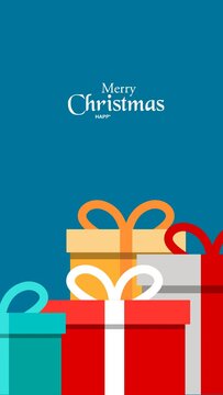 Merry Christmas Happy New Year With Gift Box Portrait