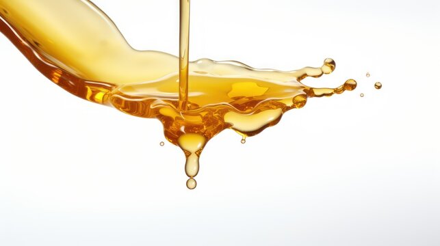 a tiny drop of honey on white background