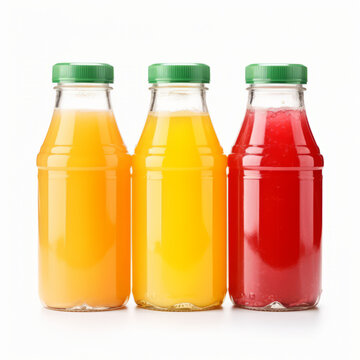 Closeup of juice paks on white transparent background