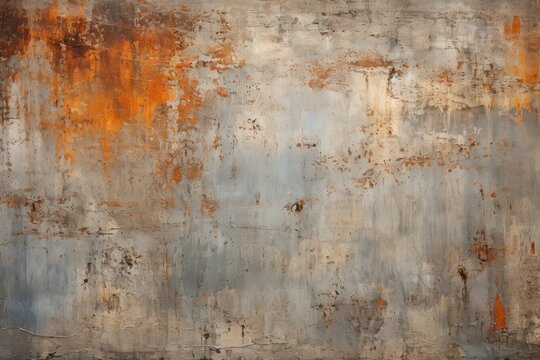 illustration of a weathered and distressed wall with rust and faded stains © Phichitpon