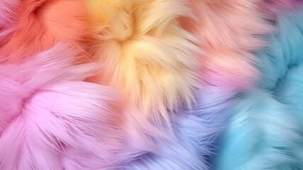 multicolored faux fur rainbow gradient. - obrazy, fototapety, plakaty
