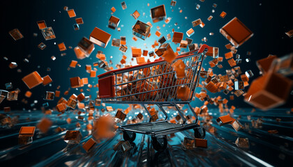 A visually striking montage of shopping carts for Black Friday 