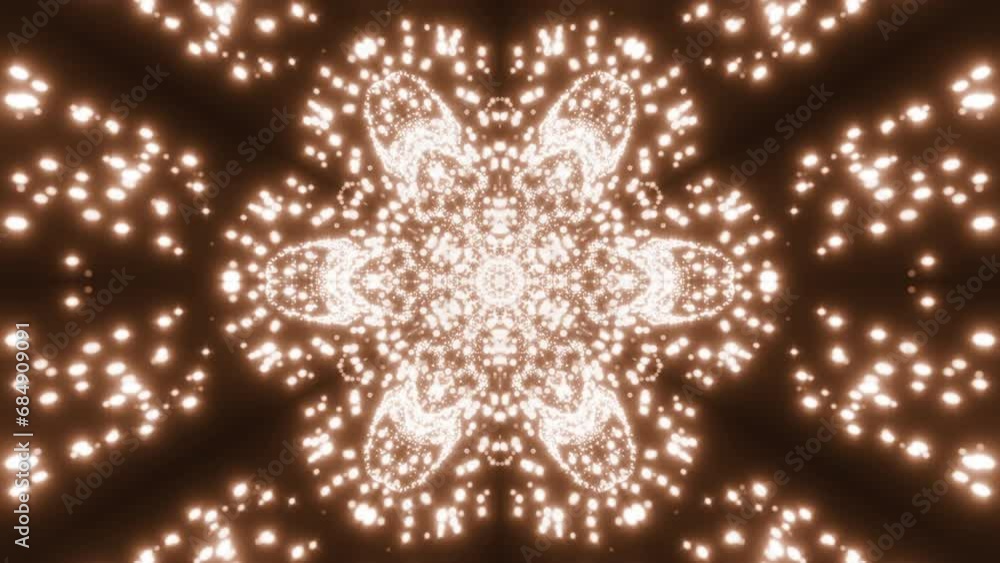 Aufkleber kaleidoscope of glowing flying stars. design. pulsating ornament pattern with spreading particles.