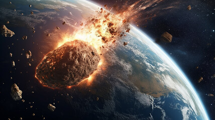 an asteroid is flying to earth. - obrazy, fototapety, plakaty
