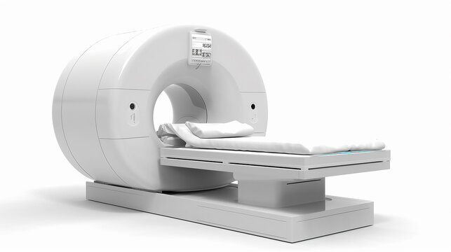 MRI machine on a white background. Generative AI