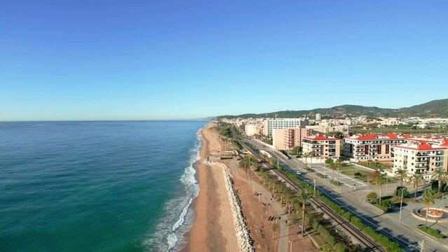 aerial images of Pineda de Mar MAresme Barcelona beach without people
