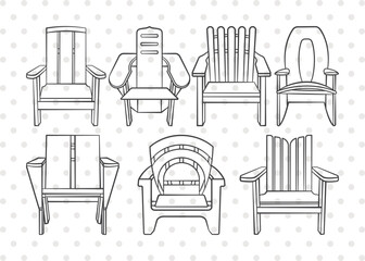 Adirondack Chair SVG, Chair Clipart, Chair Svg, Beach Chair Svg, Lounge Chair Svg, Muskoka Chair Svg, Porch Chair Svg, Lake Chair Svg, Adirondack Chair Bundle