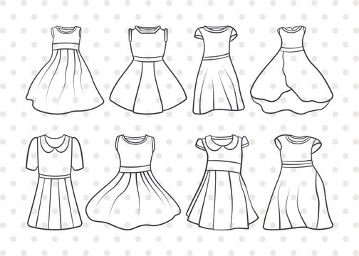 Adorable Baby Dress Delightful Outline Illustration For Coloring Page Design  PNG Images | EPS Free Download - Pikbest