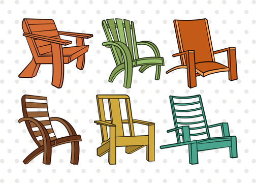 Adirondack Chair SVG, Chair Clipart, Chair Svg, Beach Chair Svg, Lounge Chair Svg, Muskoka Chair Svg, Porch Chair Svg, Lake Chair Svg, Adirondack Chair Bundle