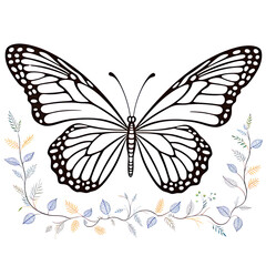 Black Butterfly in Shadow. Butterfly black icon. Butterfly silhouette isolate png.