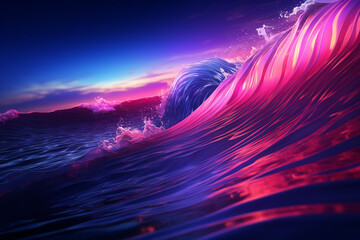 Neon wave background with created with generative ai