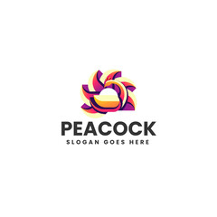 Fototapeta premium Vector Logo Illustration Peacock Gradient Colorful Style