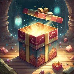 Opened gift box vector for app or concept
