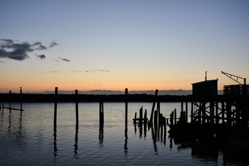 Fototapeta premium Small port at sunset.