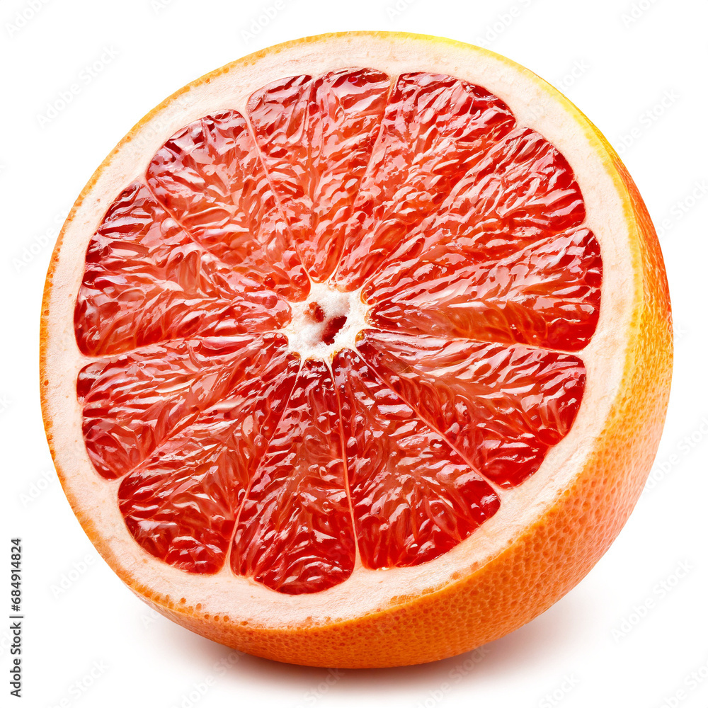 Poster isolated grapefruit. slice of fresh grapefruit isolated on white background with clipping path