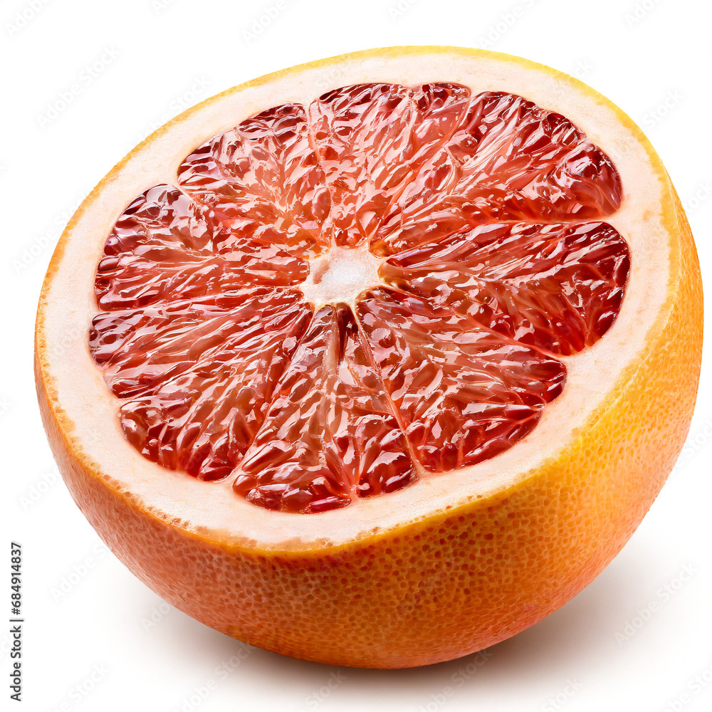 Poster half grapefruit citrus fruit isolated on white background with clipping path. full depth of field