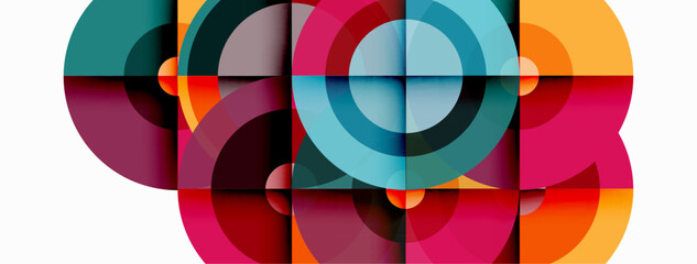 Fototapeta premium Circles with shadows trendy minimal geometric composition abstract background