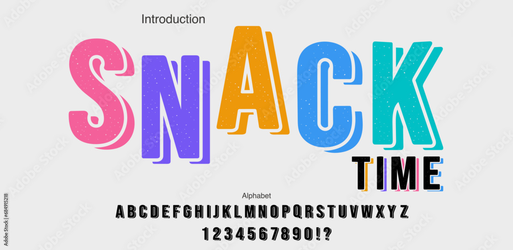 Poster vector of rough 3d modern font. alphabet with uppercase and number.